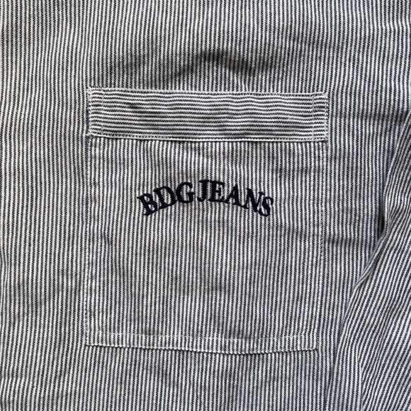 BDG Urban Outfitters White and Navy Striped Button Front Top Shirt - Picture 2 of 5